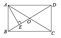 Rectangle ABCD with diagonals AC and BD intersecting at O. Point E lies on BO, and segment AE is perpendicular to BO.
